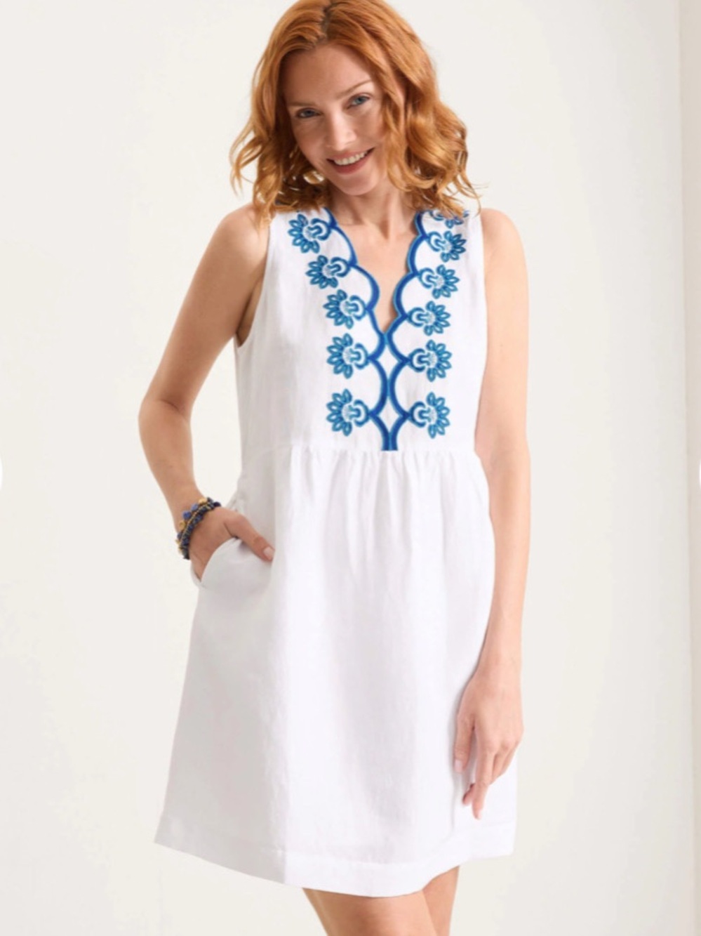 NWT TOMMY BAHAMA St. Lucia V-Neck Linen Swim Coverup Dress, Size XS